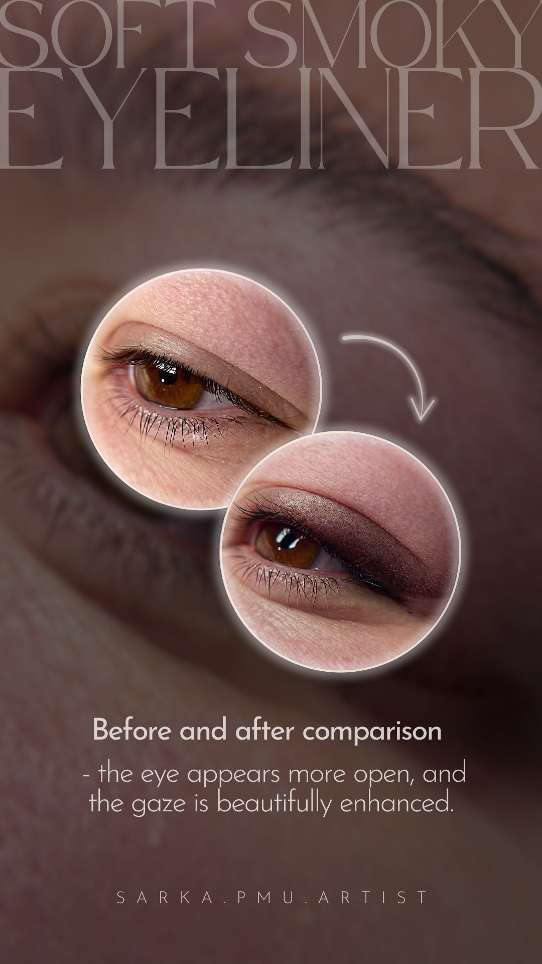 Eyeliner enhancement before and after